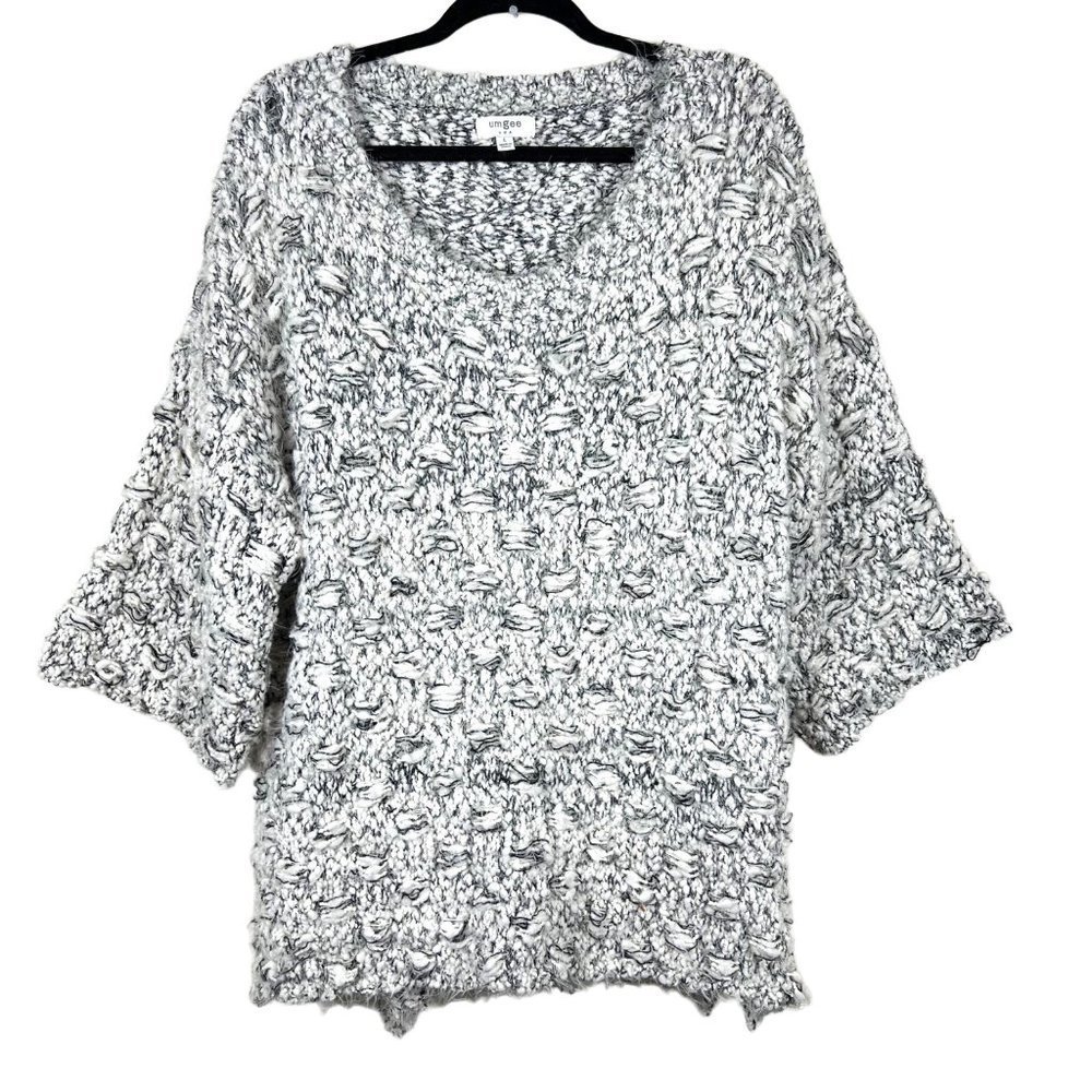 UMGEE Cozy Soft Gray Chunky Knit Oversized Mid Sleeve Sweaters Size Large - Picture 1 of 11